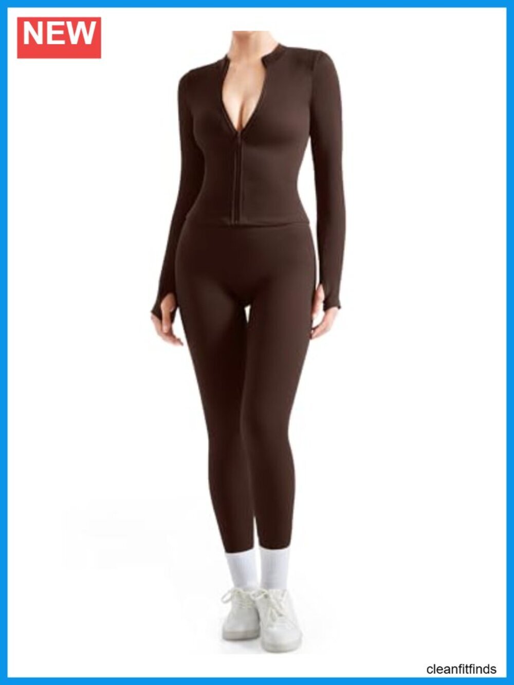 Seamless Ribbed Workout Set Zip Up Jacket High Waisted Leggings 2 Piece